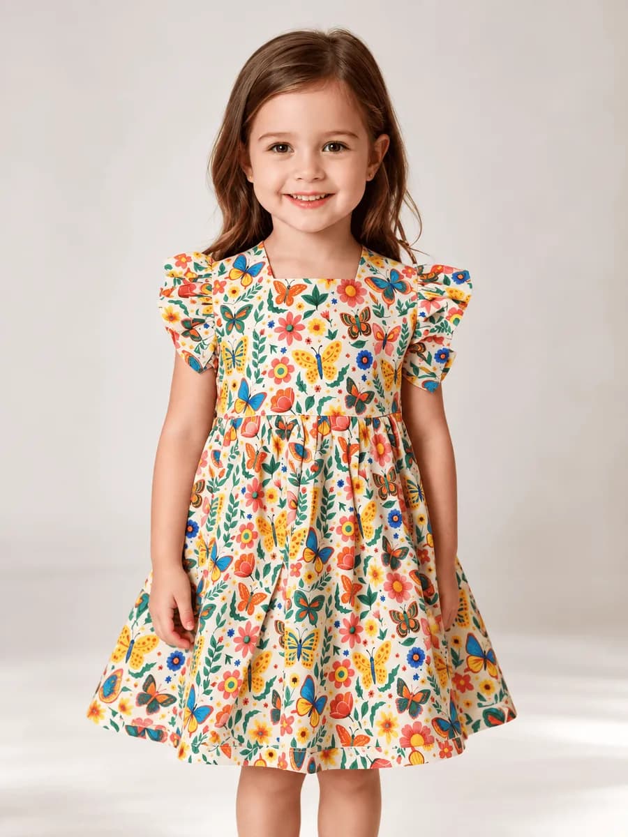 Vestido Infantil Jardim das Borboletas